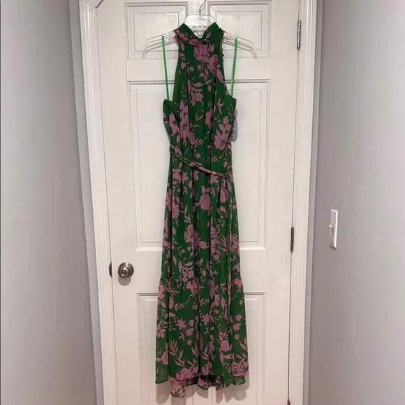 Scoop for Walmart Floral Green Midi Halter Dress - Picture 5 of 5